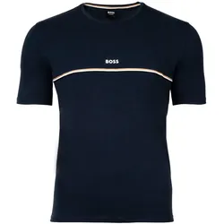 BOSS Herren T-Shirt - Unique T-Shirt, Rundhals, Baumwoll Stretch, Logo Dunkelblau S
