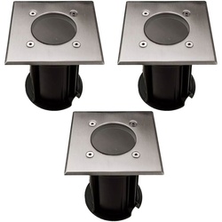 Bodeneinbaustrahler GU10 Terrassenboden Einbauspot Bodeneinbauleuchte Außen, Fernbedienung dimmbar, Edelstahl stoßfest, RGB LED 3,5W 290Lm, LxBxH 11x11x12 cm, 3er Set