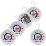 5 Stück Analog Kühlschrank Thermometer Set mit Haken Gefrierschrank Kühltheke