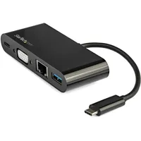 Startech StarTech.com USB-C VGA Multiport Adapter - Power Delivery (60W) - USB C Adapter für Mac, Windows, Chrome OS - Docking Station - USB-C 3 Ports), Dockingstation Hub, Schwarz