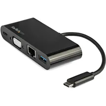 Startech StarTech.com USB-C VGA Multiport Adapter - Power Delivery (60W) - USB C Adapter für Mac, Windows, Chrome OS - Docking Station - USB-C 3 Ports), Dockingstation Hub, Schwarz