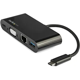 Startech StarTech.com USB-C VGA Multiport Adapter - Power Delivery (60W) - USB C Adapter für Mac, Windows, Chrome OS - Docking Station - USB-C 3 Ports), Dockingstation Hub, Schwarz