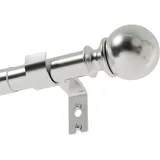 Gardinenstange aus Metall mit verstellbaren Halterungen und runden Eckstücken, für Ösenvorhänge, für Tür, Wohnzimmer, Badezimmer, Schlafzimmer, ca. 68,5–230 cm, Silber