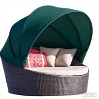 Rundes Ersatzdach Für Garten-Tagesbett – Wetterfeste Dachabdeckung Für Outdoor-Sonneninsel & Rattan-Lounge – UV- & Wasserabweisend-Grass Green