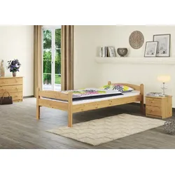 Erst-Holz Bettrahmen Einzelbett Kiefer natur 80x200 Massivholzbett robust Futonbett Rollrost 60.32-08 M