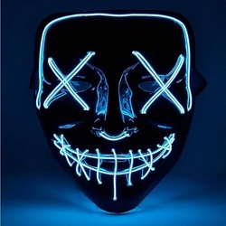 TK Gruppe Verkleidungsmaske LED Grusel Maske blau – Purge – Halloween Kostüm für Damen und Heeren blau
