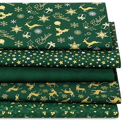 Patchwork- und Quiltpaket "Christmas", tannengrün/gold
