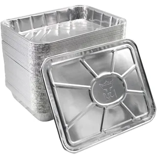 Enpack Aluschale R879-930G - 100 Stück Aluminiumschalen mit Alu-deckel 930ml - Ungeteilte Menüschale - Maße 226 x 176 x 30 mm - Grillschalen - Einwegverpackungen - Assietten für Pasta/Nudeln