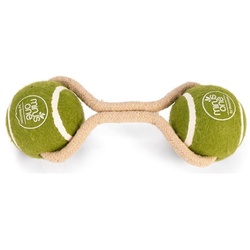 Beeztees Spielball Minus One Hundespielzeug Tennisball 2 Bälle mit Seil grün-beige