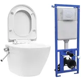 vidaXL Wand-WC ohne Spülrand mit Einbau-Spülkasten Keramik Weiß
