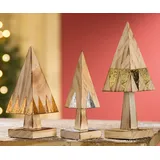Baum Pyramide 3er-Set Holz 19 cm (G25531) Gartendeko Weihnachtsdeko