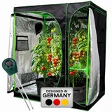 MuCoLa Growbox Gewächshaus Indoor Pflanzenzelt 120 x 120 x 200 cm Schwarz