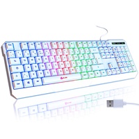 KLIM Chroma Gaming Tastatur - UK Layout - mit Kabel USB - NEU 2024 - Langlebig Ergonomisch Wasserdicht Beleuchtet LED Leise Tasten - RGB Gaming Keyboard für PC Mac Xbox One PS5 PS4 - Weiß