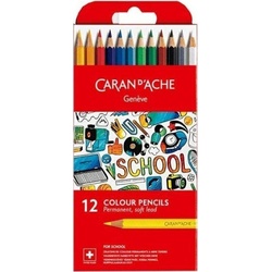 Caran d'Ache, Malstifte, Caran d`Arche CARAN DACHE Permanentstifte, 12 Farben, School Line (12 Farben, 12 x)