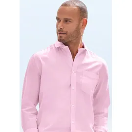 H.I.S. Langarmhemd H.I.S, Herren, Gr. XXL (45/46), N-Gr, rosa, Web, Obermaterial: 100% Baumwolle, unifarben, regular fit, Rundhals, Manschette, Hemden, mit Kentkragen, Oxford-Qualität aus reiner Baumwolle