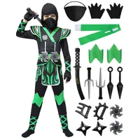 Spooktacular Creations Grünes Ninja-Kostüm für Kinder, Ninja-Outfit-Set für Jungen, Halloween-Kostüm für Kleinkinder-Mottopartys, Verkleidung (Mittel, 8–10 Jahre)
