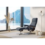 Stressless Stressless® Relaxsessel »View«, (Set, Relaxsessel mit Hocker), mit Hocker, mit Cross Base, Größe S, M & L, Holzakzent Braun, blau