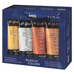 4 KREUL Metallic Colors Acrylfarben farbsortiert
