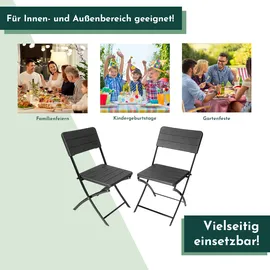 Lemodo Klappstuhl 2er Set Stühle, schwarz Holz-Optik, Campingstuhl