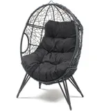 Concept-usine - Sessel Ei Auf Standfuß Aus Schwarzem Rattan-effekt-harz Jane