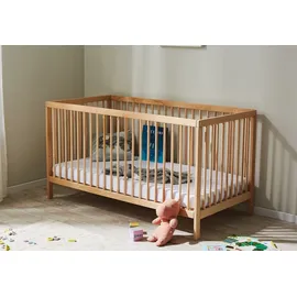 Kids Collective Babybett Kinderbett Gitterbett 60x120 & 70x140 cm höhenverstellbarer Lattenrost & herausnehmbare Sprossen stabiles Buchenholz | ab Geburt bis zum 3. Lebensjahr Made in EU | Natur
