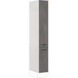 Impuls Küchen Seitenschrank IMPULS KÜCHEN "Prag", Breite/Höhe: 30/205,1 cm", grau (beton, optik schiefer dunkelgrau), B:30cm H:205,1cm T:57,6cm, Dekorfolie, Holzwerkstoff, Schränke, Seitenschrank, vormontiert, mit Drehtüren, mit verstellbaren Fachböden