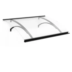 Vordach Frankfurt, Pultvordach, Aluminium, Glas, Anthrazit, mit integrierter Regenrinne, individuell konfigurierbar