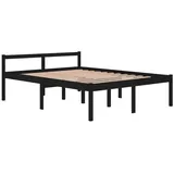 furnicato Bett Seniorenbett Schwarz 150x200 cm Massivholz Kiefer (1-tlg) schwarz