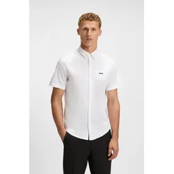 Kurzarmhemd BOSS GREEN "B Motion S", Herren, Gr. 5XL, N-Gr, weiß (weiß100), Jersey, Obermaterial: 100% Baumwolle, unifarben, casual, regular fit hüftbedeckend, Kurzarm eingefasste Kante, Hemden, softe Baumwolle, Vier-Wege-Stretch, knitterfrei