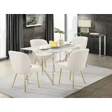 LEONIQUE Esstisch »Louie, TOPSELLER!«, (1 St., Tisch, Küchentisch), mit Tischplatte in Marmor Optik, Gestell aus Metall golden, Höhe 76 cm, weiß