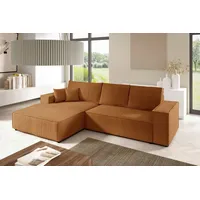 bromarkt Ecksofa PABLO Schlaffunktion, Bettkasten L-Form 294x185x85cm Orange links, - Orange