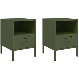 vidaXL Nachtschrank 2 Stk. 36 x 39 x 50,5 cm Olivgrün