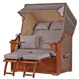 Mr. Deko bene living Strandkorb Komplettset Schaalsee Mahagoni PE grau Modell 501