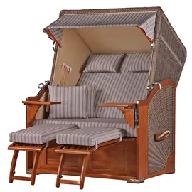 Mr. Deko bene living Strandkorb Komplettset Schaalsee Mahagoni PE grau Modell 501