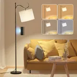 SIBRILLE LED Stehlampe Wohnzimmer Dimmbar, LED Deckenfluter Stofflampe mit Fernbedienung, 4 Farbwechsel Leselampe Stehlampe Vintage,Stufenlose Helligkeit Stehleuchte für Schlafzimmer Büro