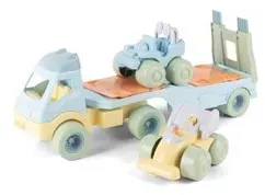 Pastel Recycled - Truck with 2 Cars and plastic wheels