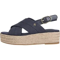 Tommy Hilfiger Damen Wedge Espadrilles Denim Platform Sandal mit Plateau, Blau (Space Blue), 41