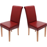 2er-Set Esszimmerstuhl Stuhl Novara II, Leder schwarz creme weiß rot braun grau