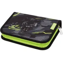 Herlitz Federmäppchen befüllt Wild Panther anthrazit, grün 31-teilig, 20,5 x 3,8 cm