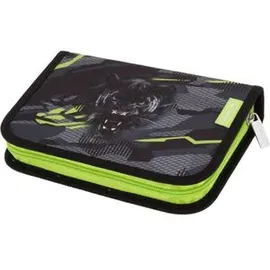 Herlitz Federmäppchen befüllt Wild Panther anthrazit, grün 31-teilig, 20,5 x 3,8 cm