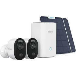 REOLINK Hub1 mit 2 Argus Series B350 + Solar Panel 4K 8MP Akku Kamerasystem WLAN Outdoor, Überwachungskamera
