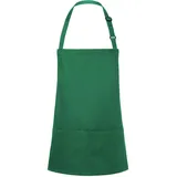 KARLOWSKY BLS 6 PURE Kurze Latzschürze BASIC mit Schnalle und Tasche, 65% Polyester/35% Baumwolle, Waldgrün, Einheitsgröße