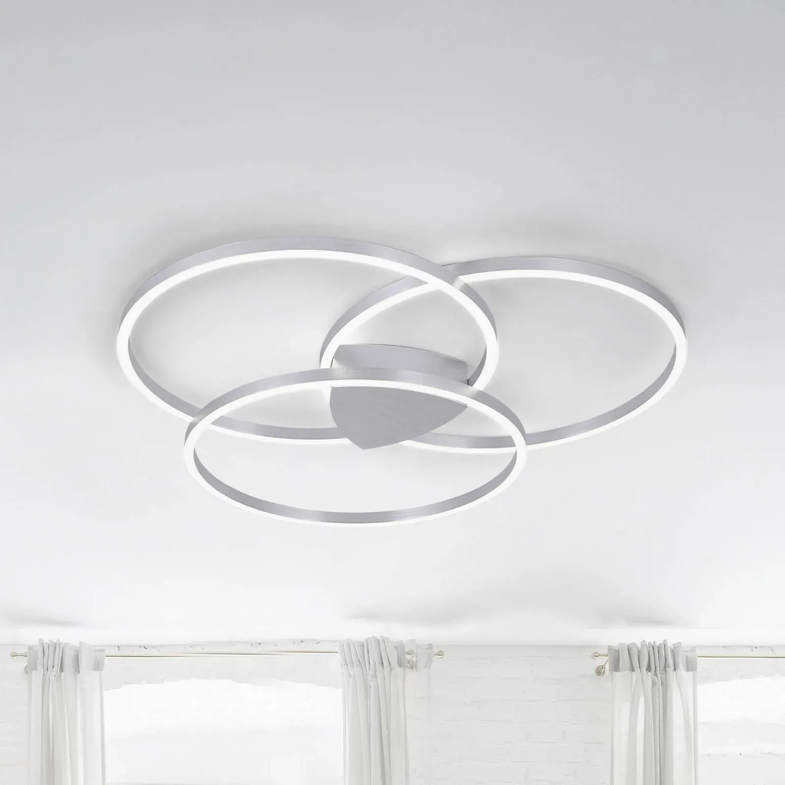 Q-Smart-Home Smart Home Deckenlampe Q-Kate, dimmbar, alu / grau / zink, für Wohn- / Esszimmer, Aluminium, Modern, Smart Home Deckenlampe - 93.1 cm - 88.7 cm - 7.7 cm