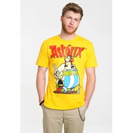 LOGOSHIRT T-Shirt "Asterix & Obelix", Jungen, Gr. XS, gelb, 100% Baumwolle, bedruckt, normal, Rundhals, Shirts T-Shirt, mit coolem Print