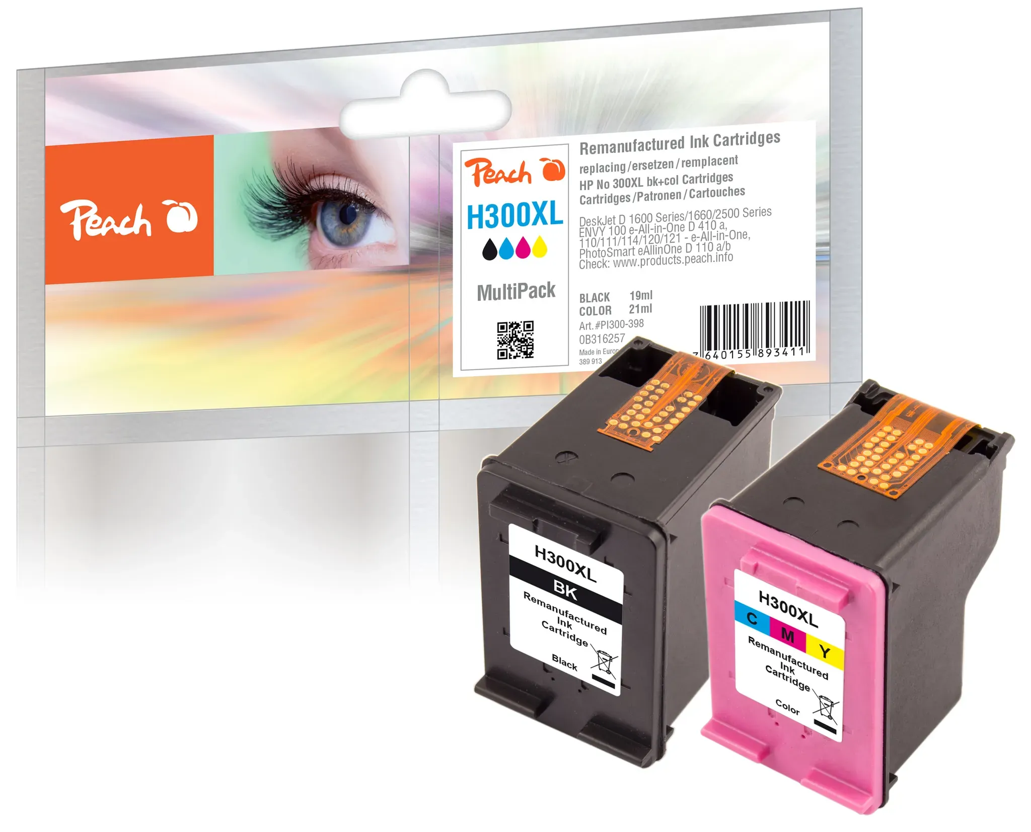 Peach Spar Pack Druckköpfe kompatibel zu HP No. 300XL, CC641EE, CC644EE