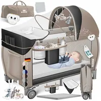 Kidiz KIDIZ® Babybett Reisebett Kinderreisebett Faltbar mit Matratze 120x60, Seiteneingang, Wickelauflage, Mosktionetz, Spielbogen & Tragetasche Baby Beistellbett Kinderbett ab Geburt bis 15 kg