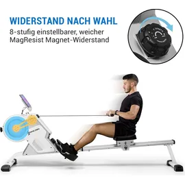 capital sports Rudergerät für Zuhause, Kompakter Rowshaper, Rudergerät Klappbar mit 8 Stufen, LCD-Monitor, Bodenrollen, Row Shaper mit Magnetwiderstand,