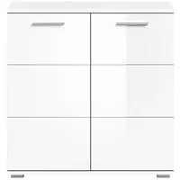 xonox.home Kommode Prego 80 x 83 x 37 cm Weiß Hochglanz