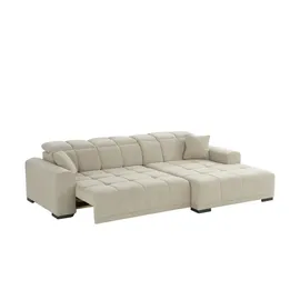 Möbel Kraft Eckcouch Flachgewebe 3-Sitzer Beige
