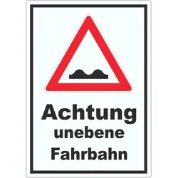 Aufkleber Achtung unebene Fahrbahn A1 (594x841mm)